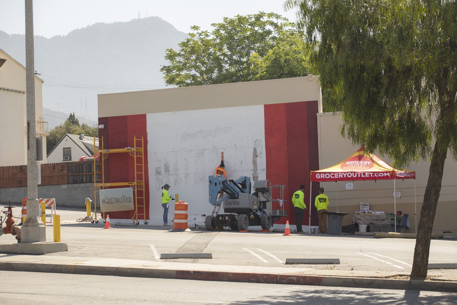 Background of Altadena Mural with. Mountains in Distance