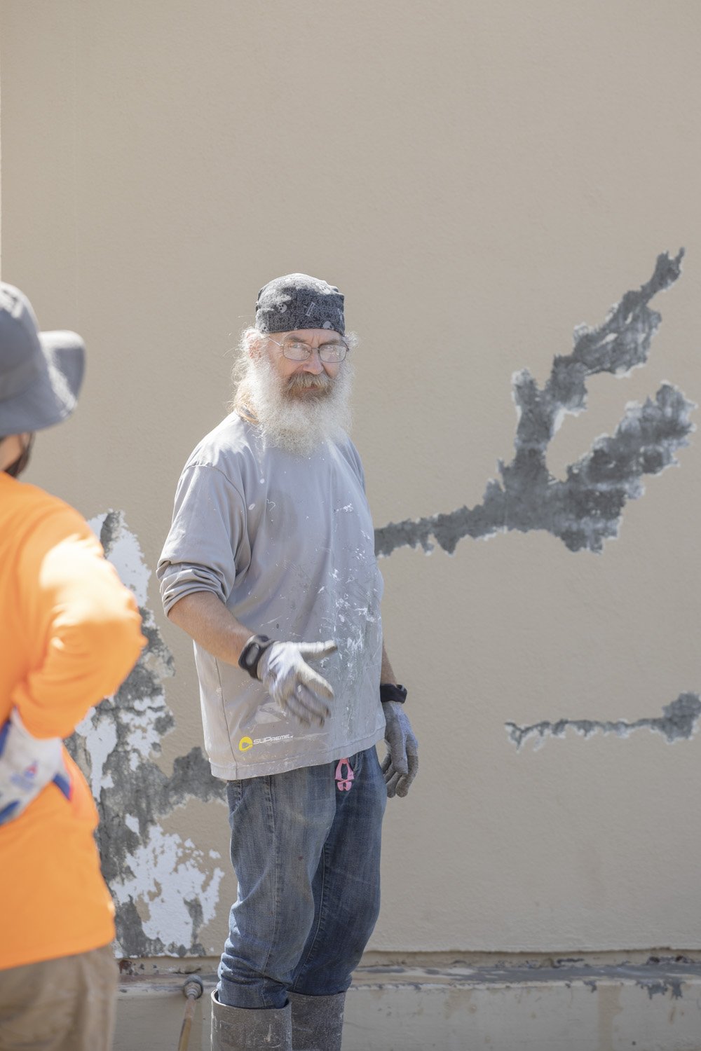 Rene Amy Preparing Wall for Mural