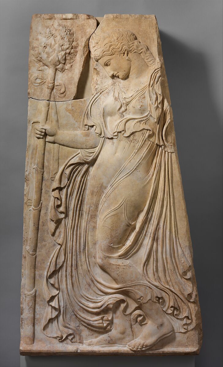 Marble relief with a dancing maenad